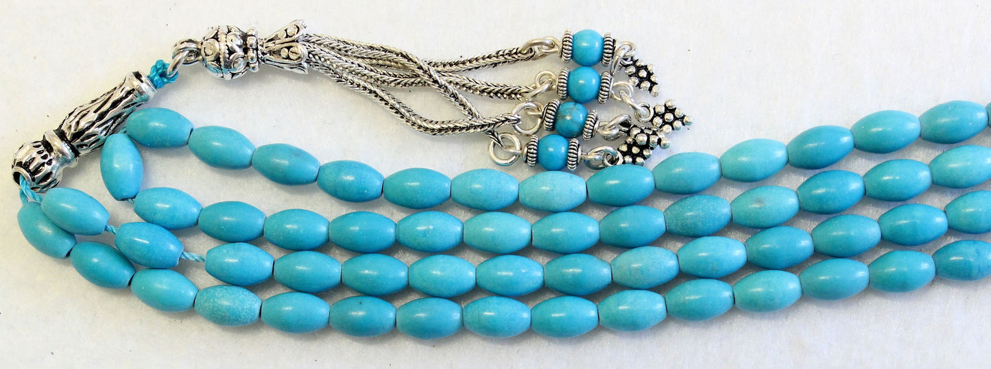 Islamic Prayer Beads Gebetskette 99 A Grade Turquoise & Sterling Silver