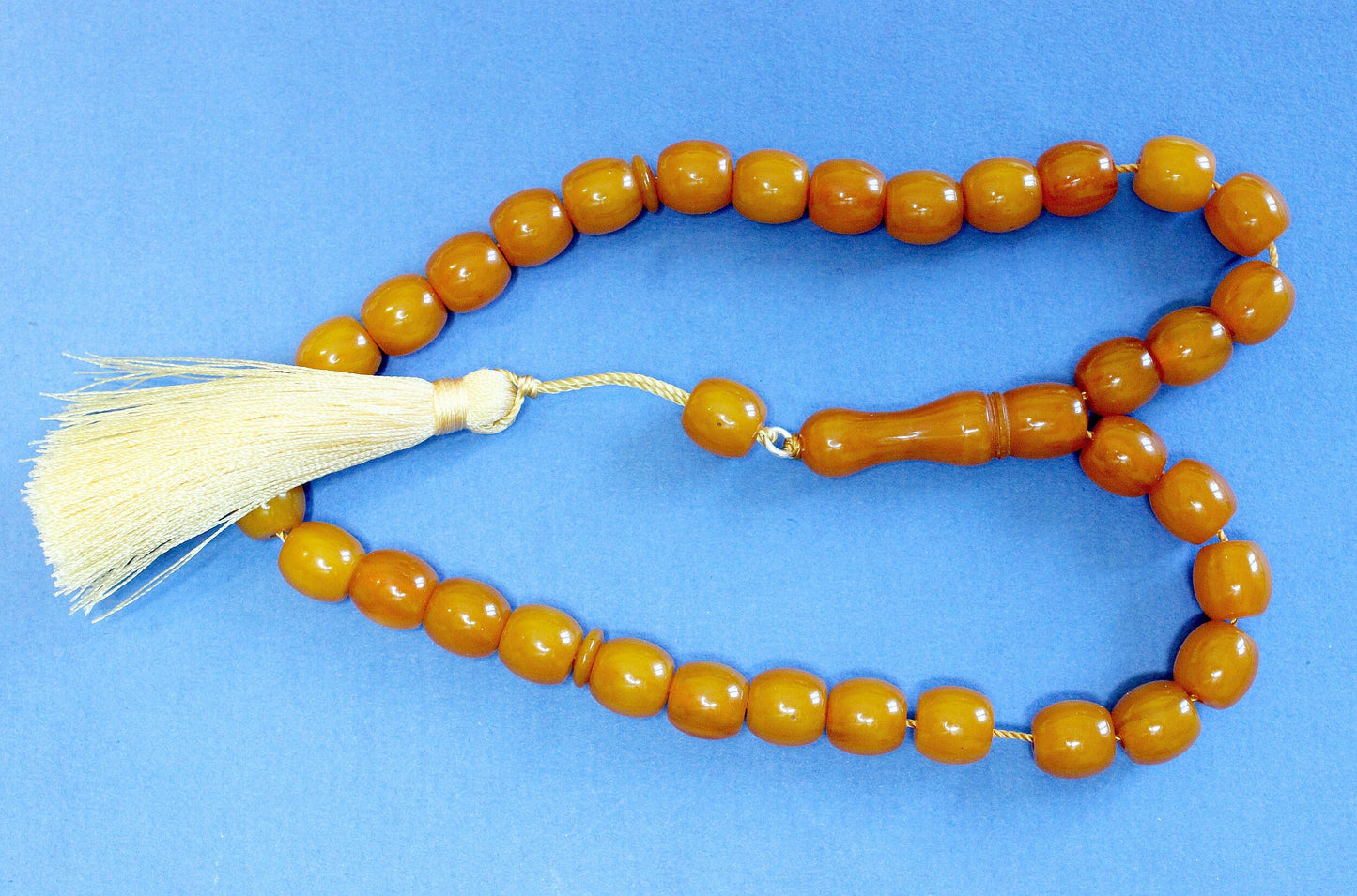 Tesbih Worry Beads Faturan Type Resin of Kahraman Amber Color Vintage 1970's VR COLLECTOR'S -