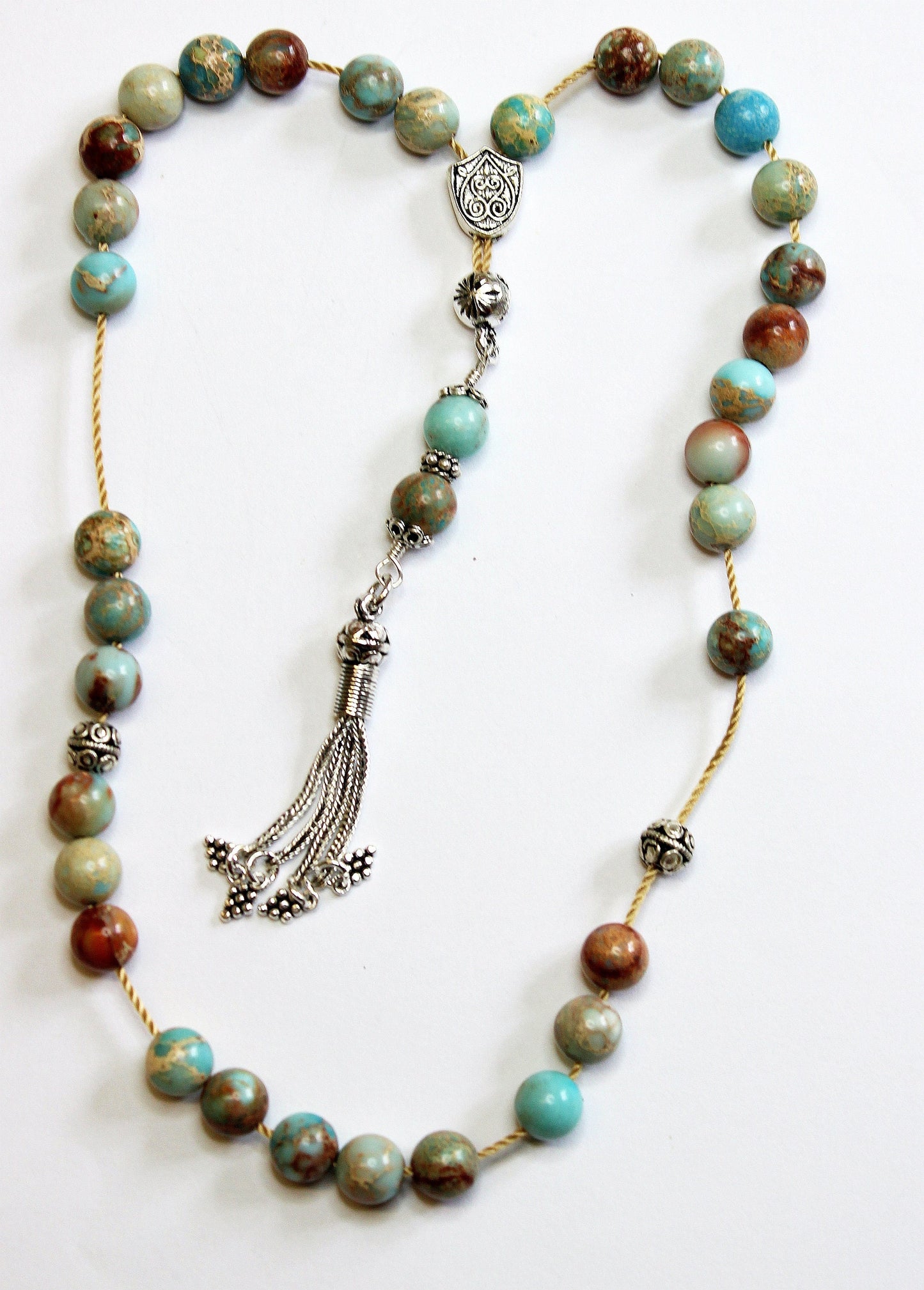 Greek Komboloi Worry Beads VARISCITE and Sterling Silver