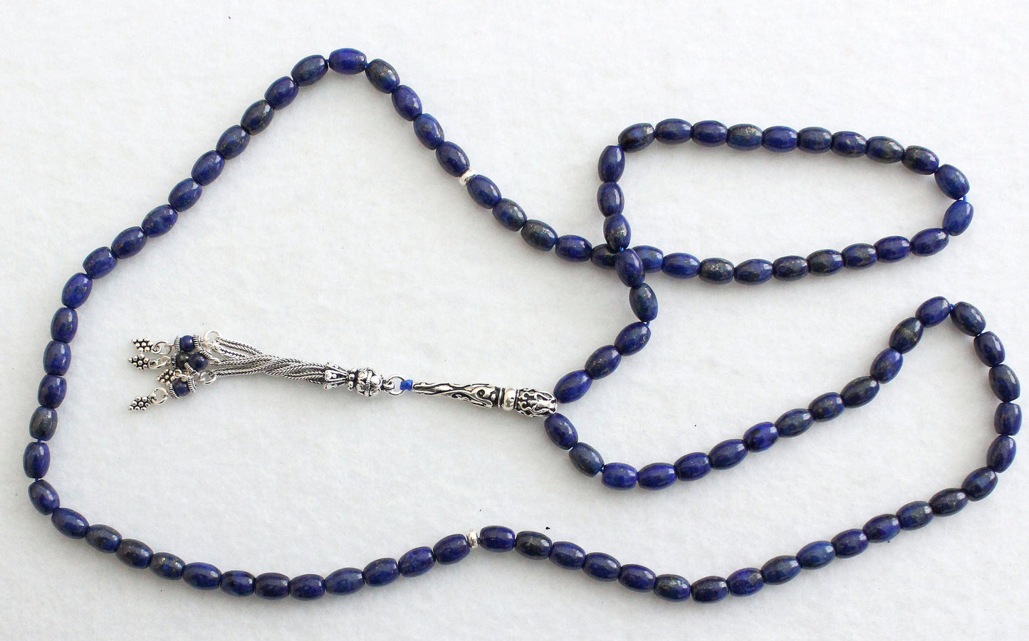 Islamic Prayer Beads Tesbih Gebetskette 99 Beads Lapis Lazuli & Sterling Silver