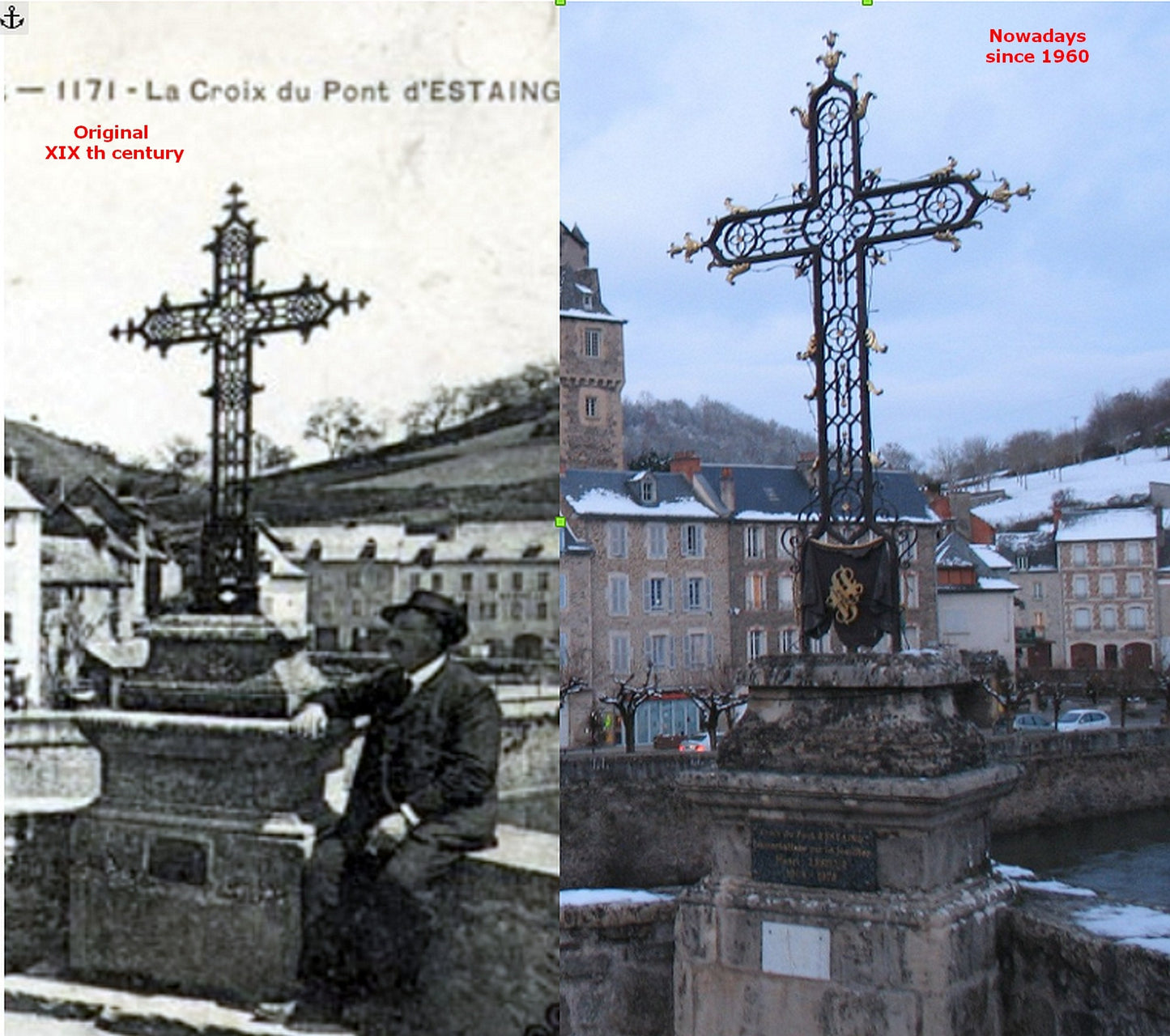 Solid 18K Gold Filigree Cross Pendant Medal of the Estaing Bridge - Rare & Exquisite