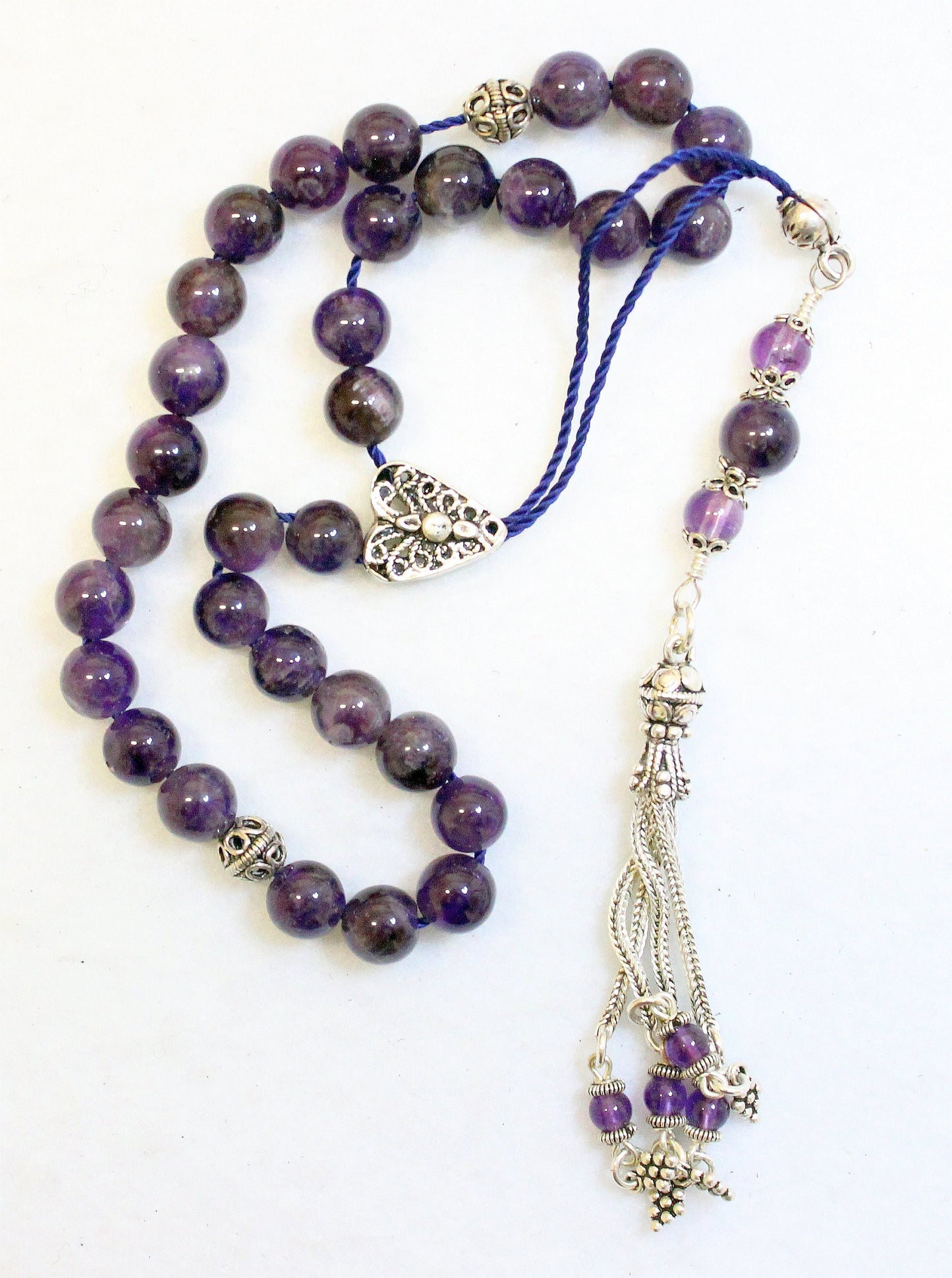 Greek Komboloi Amethyst and Sterling Silver