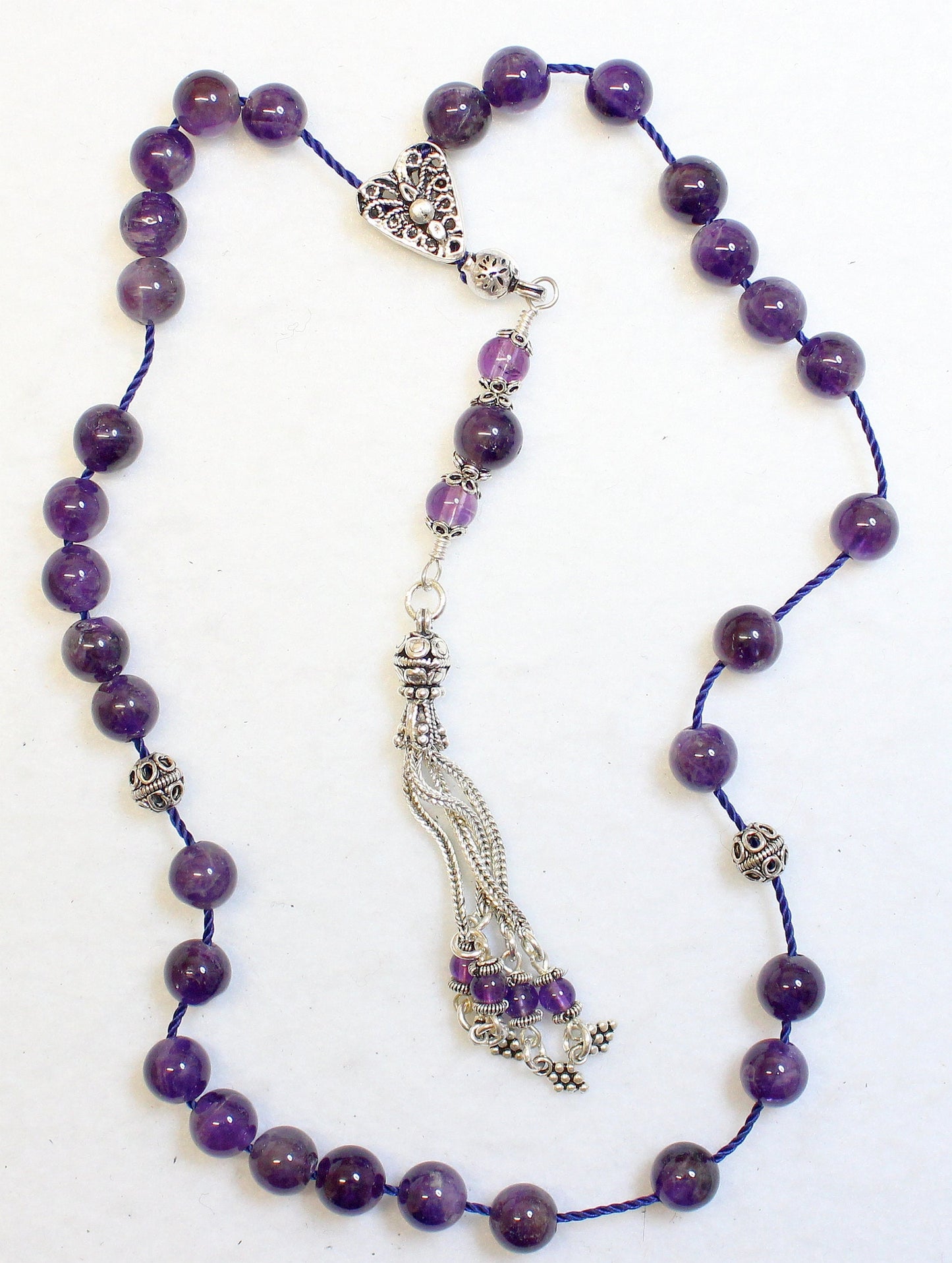 Greek Komboloi Amethyst and Sterling Silver