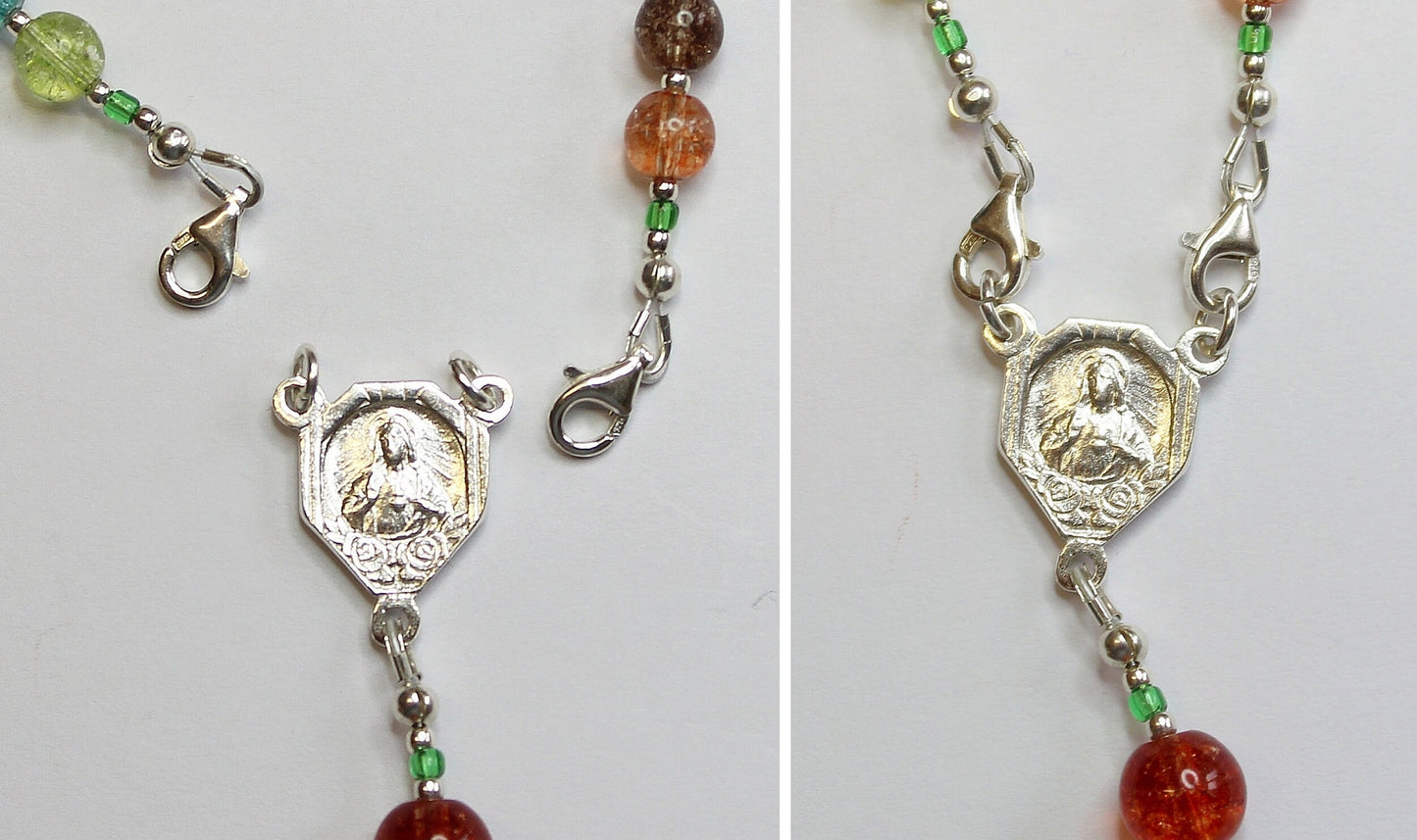 Wearable Catholic Rosary Tourmaline & Sterling Silver - 4 different uses - SPECIAL