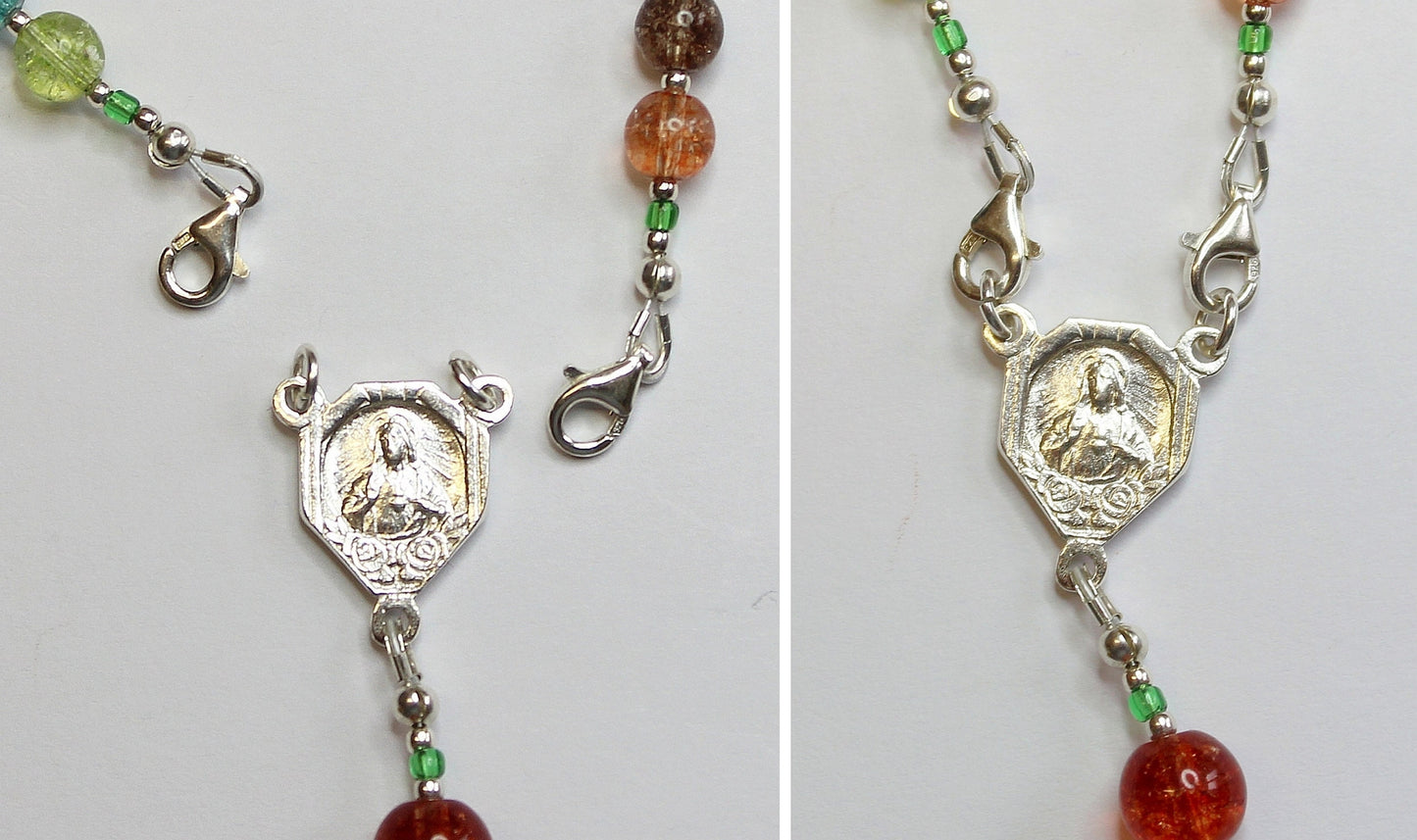 Wearable Catholic Rosary Tourmaline & Sterling Silver - 4 different uses - SPECIAL