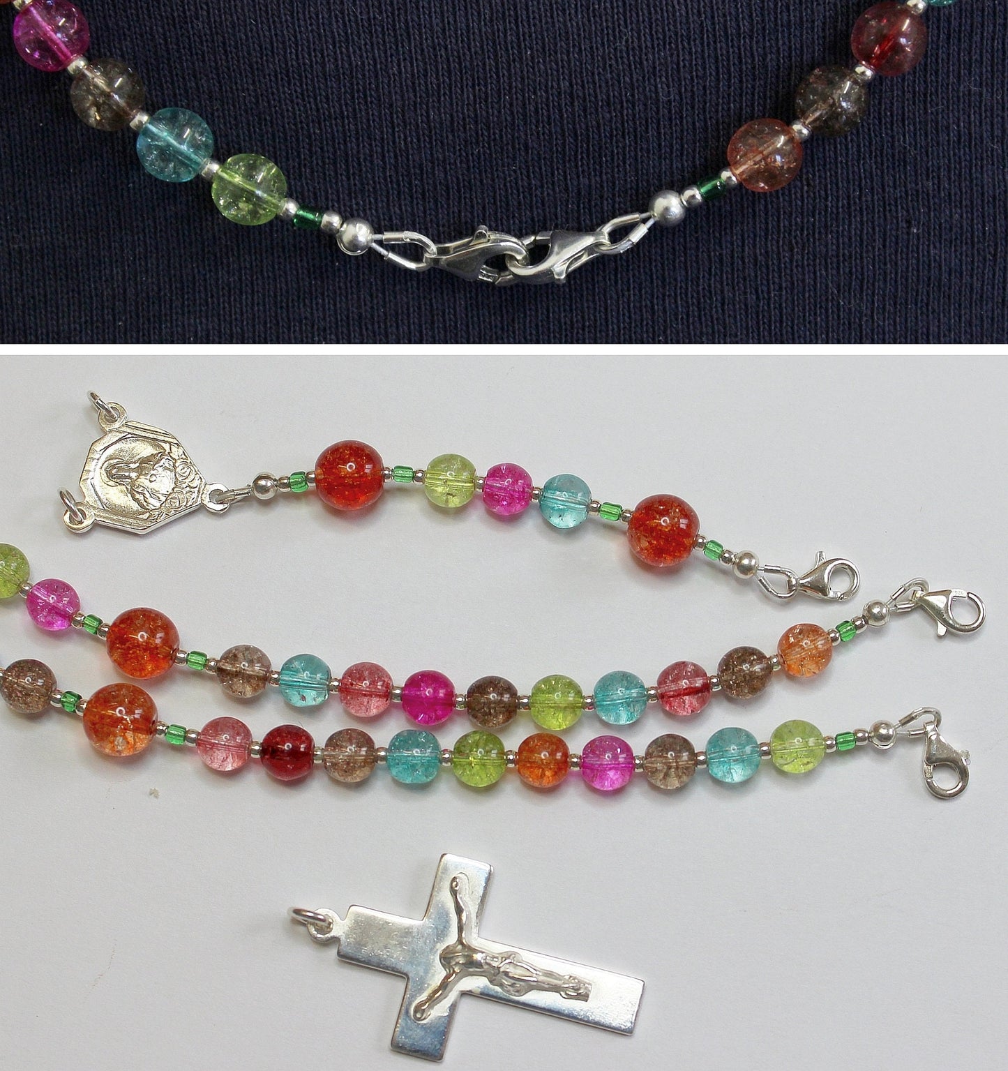 Wearable Catholic Rosary Tourmaline & Sterling Silver - 4 different uses - SPECIAL