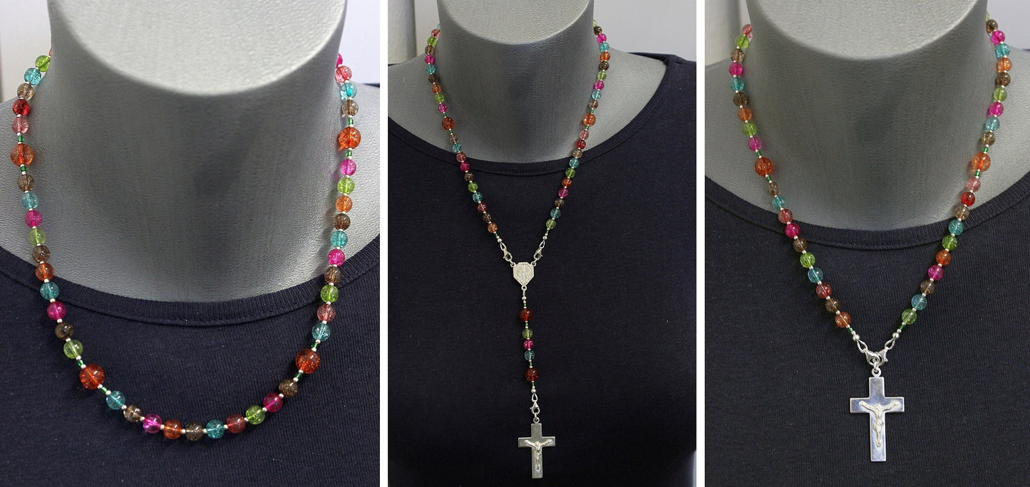 Wearable Catholic Rosary Tourmaline & Sterling Silver - 4 different uses - SPECIAL