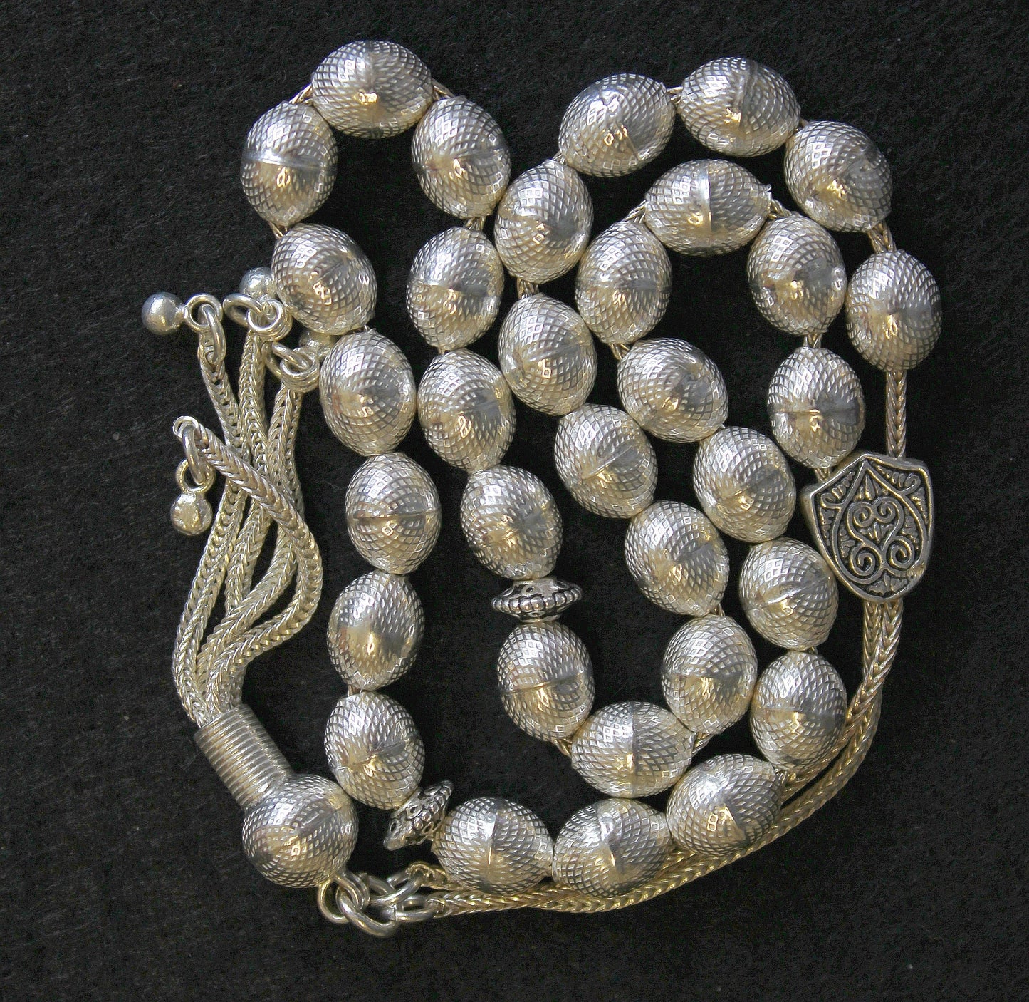 Greek Komboloi Worry Beads All Heavy Sterling Silver OVAL Beads 1+ Troy Ounce