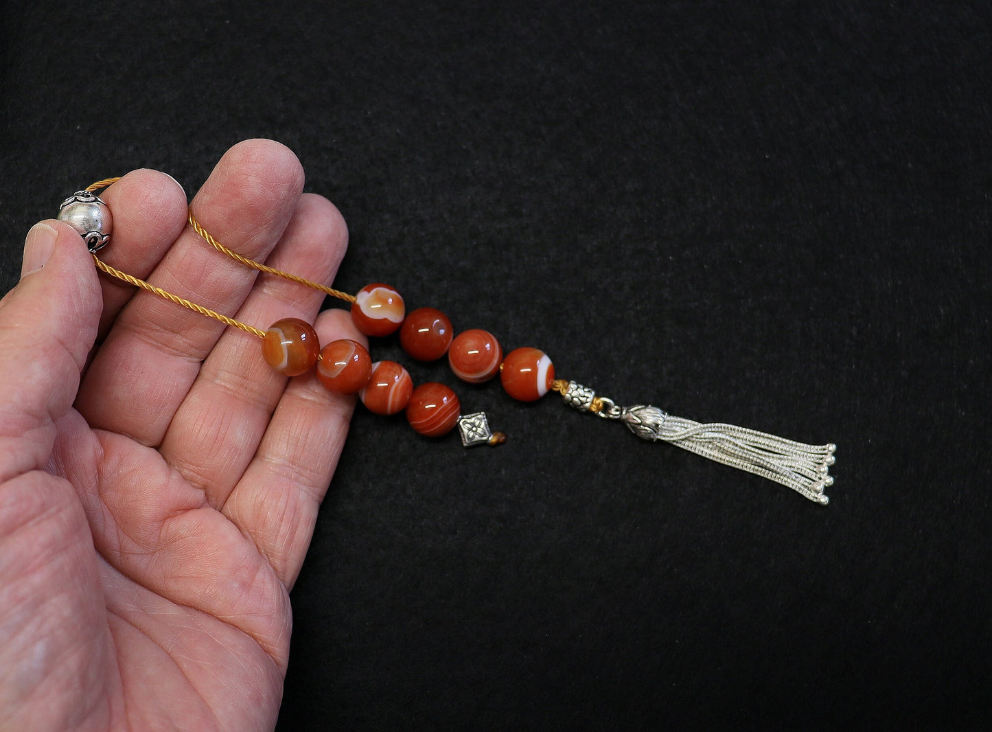 Begleri Mini Komboloi Banded Agate and Sterling Silver