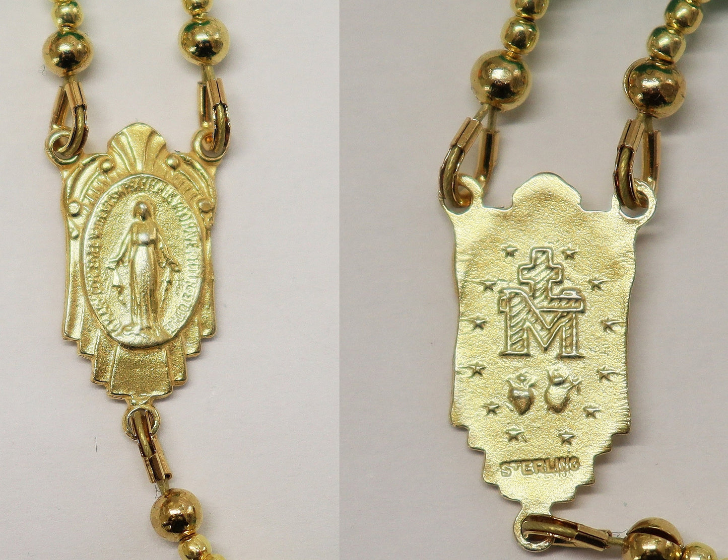 Catholic Rosary Genuine Faceted Emerald & Vermeil w Caravaca Cross