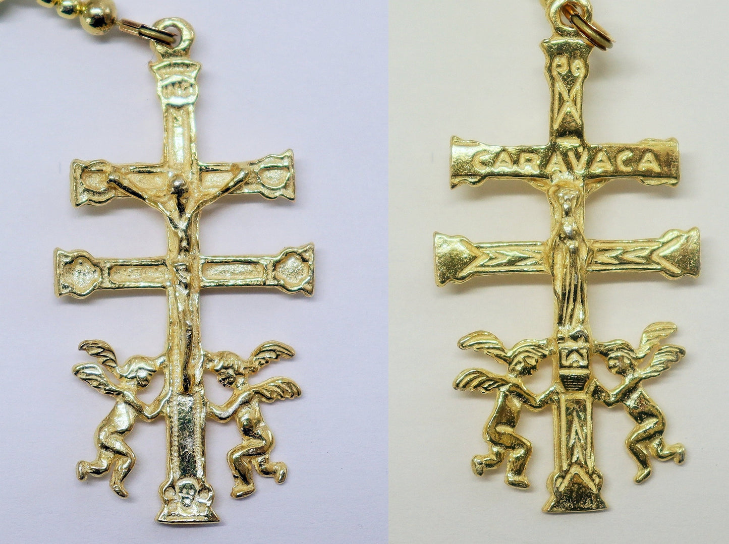 Catholic Rosary Genuine Faceted Emerald & Vermeil w Caravaca Cross