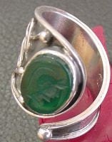 Chrysoprase Intaglio Mounted In Very Special Hand Designed Sterling Ring