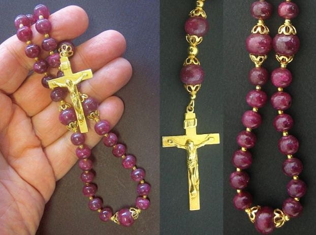 Anglican Episcopal Rosary Genuine Ruby and Gold