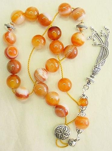 Worry Beads Greek Komboloi Banded Agate and Sterling Silver