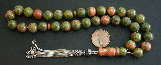 Prayer Worry Beads Tesbih Unakite and Sterling Silver Perfect, Complete