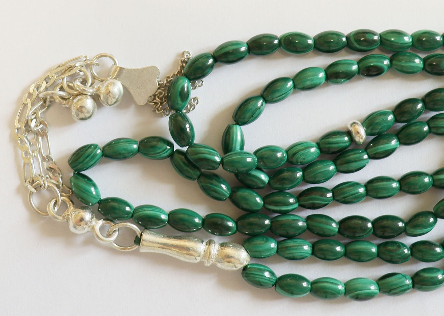 Islamic Prayer Beads Gebteskette 99 Malachite & Sterling Silver