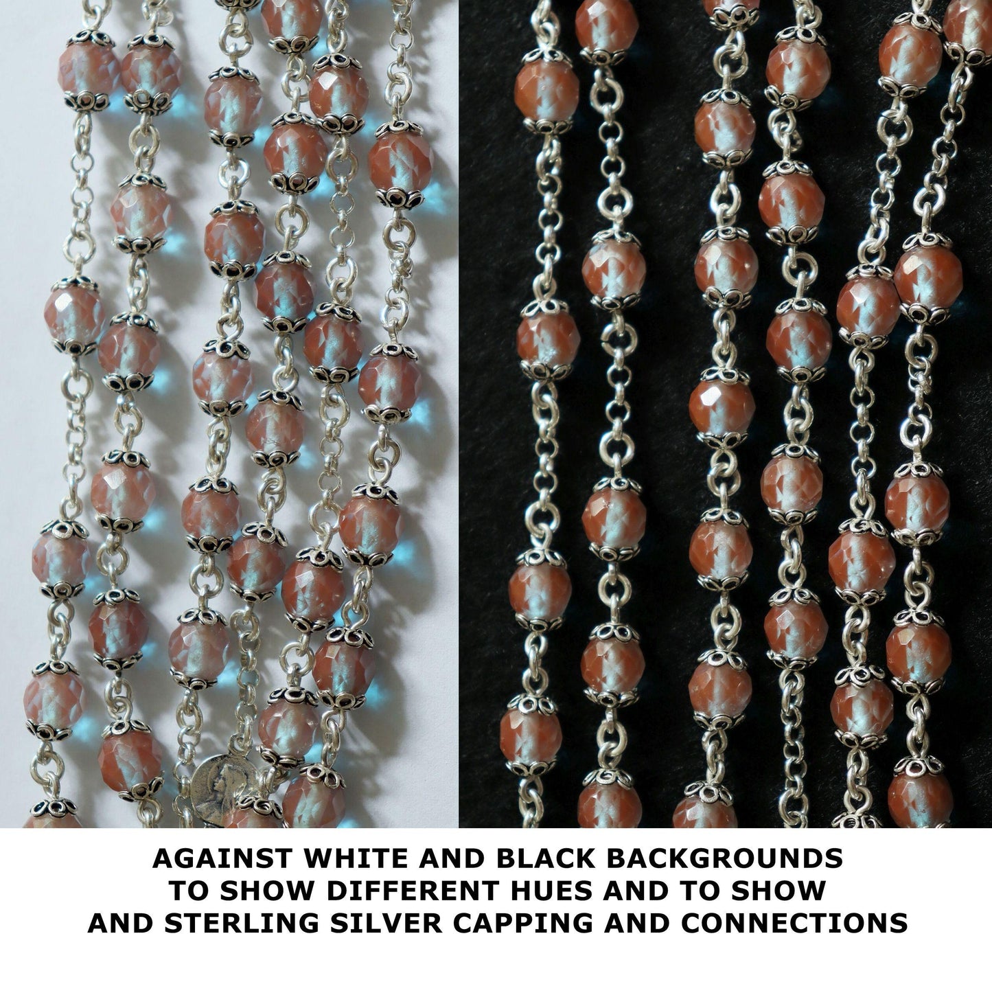 Exceptional Antique Genuine SAPHIRET w Sterling & Gold Unique Catholic Rosary - Top Rarity Museum quality- Heirloom