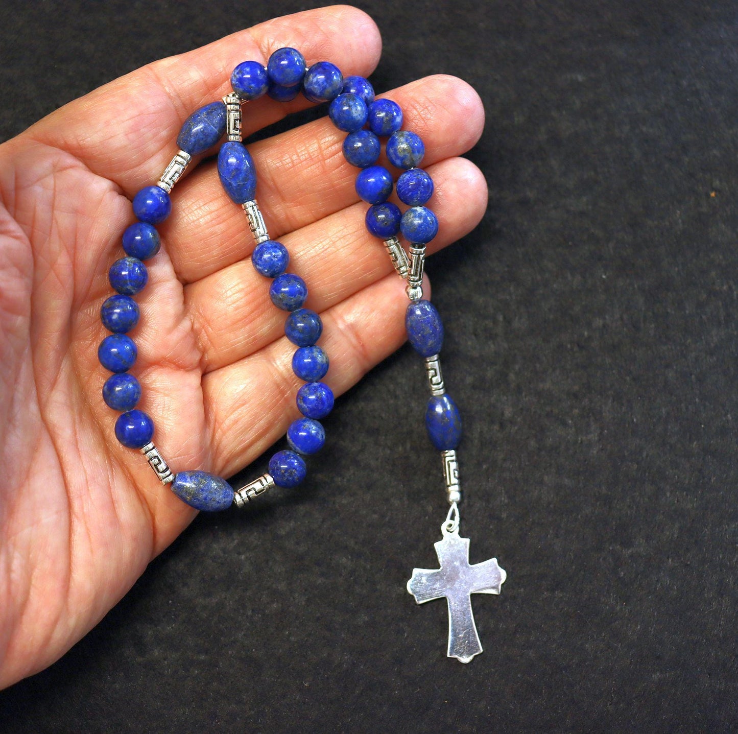 Anglican Episcopal Rosary Prayer Beads Lapis Lazuli and Sterling Silver