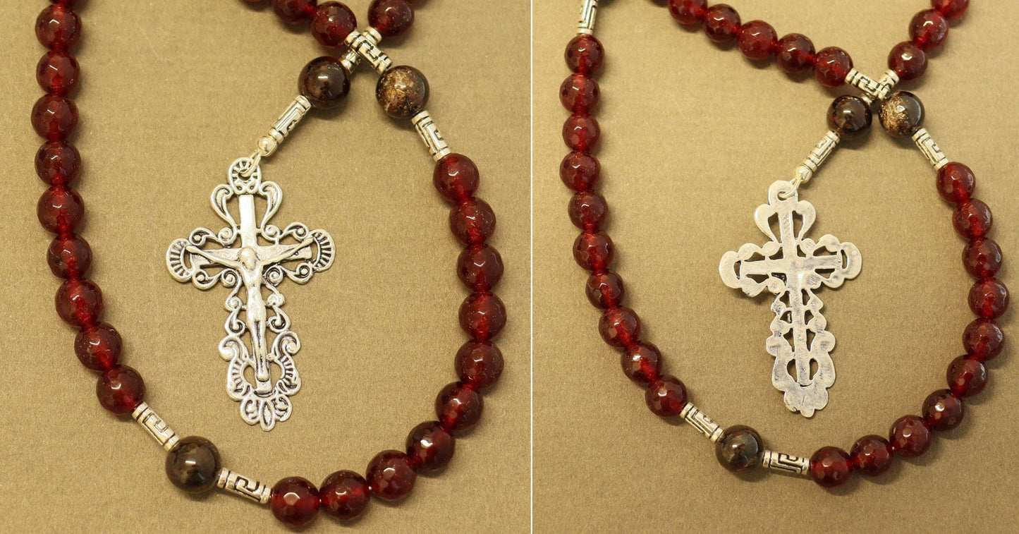 Catholic Rosary Prayer Beads Faceted Amethyst & Sterling Silver
