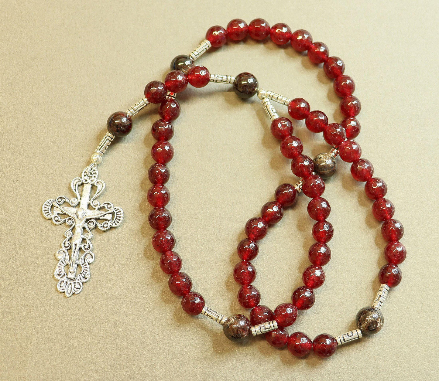 Catholic Rosary Prayer Beads Faceted Amethyst & Sterling Silver