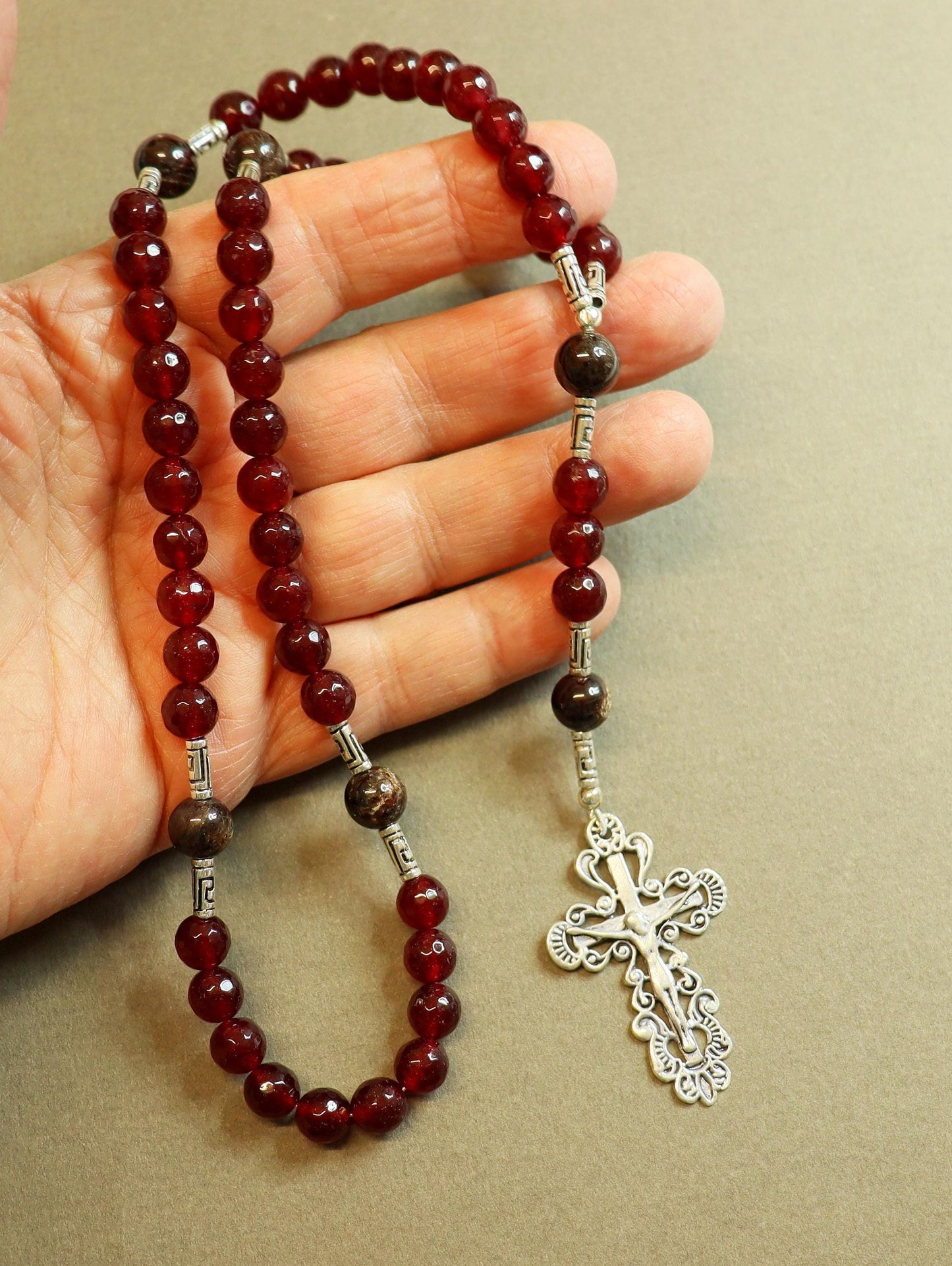 Catholic Rosary Prayer Beads Faceted Amethyst & Sterling Silver