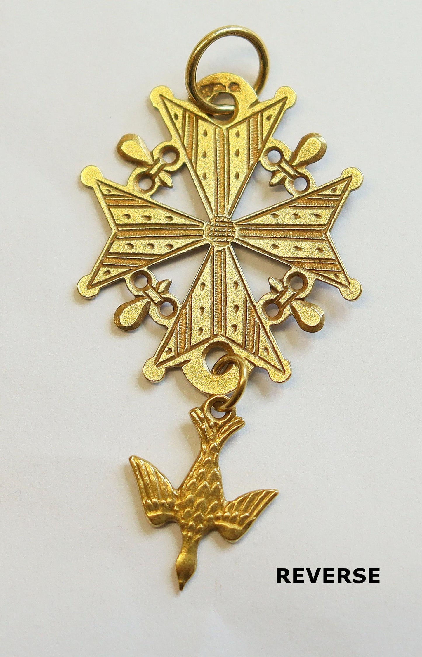 18 K Solid Gold Pendant VintagevFrench Medal Huguenot Cross Protestant - 1930 's - Large Size - Pristine condition.
