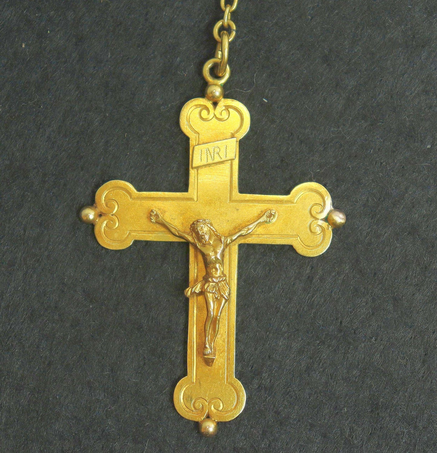 18K Solid Gold Catholic Rosary & Faceted Jet Beads, 12 Medals, 19th Cent. Unique Heirloom, Top Rarity