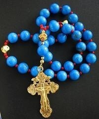 Beaded CHOTKI KOMBOSKINI Turquoise Coral Vermeil - ORTHODOX Rosary