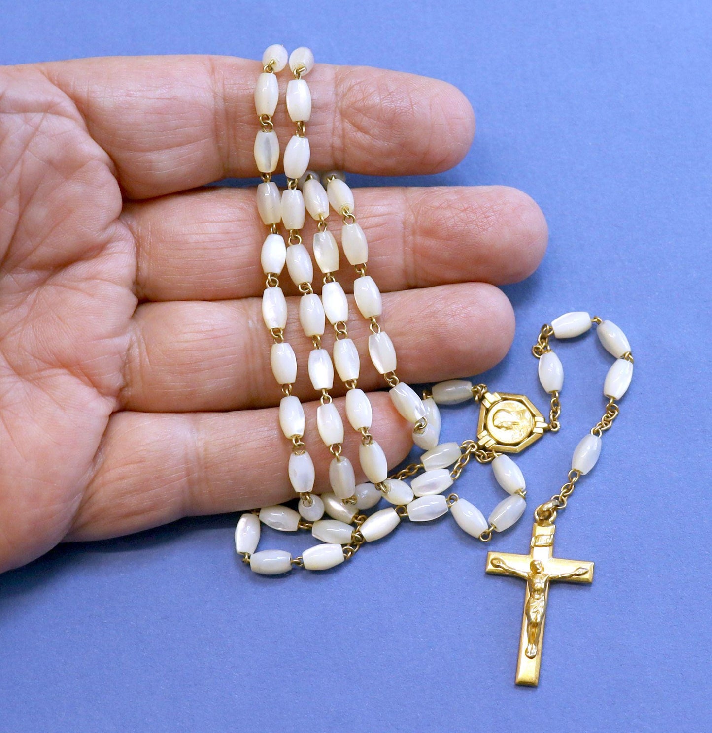 Catholic Vintage Rosary New Old Stock M.O.P. & Gold Plated Exquisite Series No 33