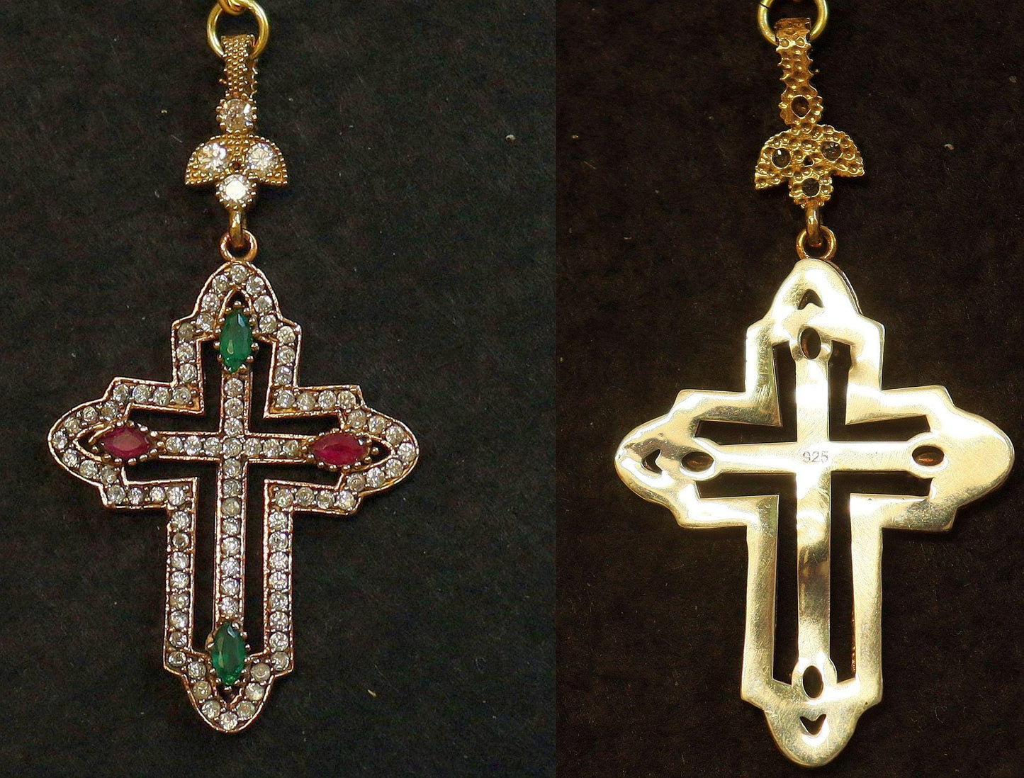 Beaded Chotki, Komboskini, Genuine Emerald and Ruby w Vermeil Metal Parts - Unique and impressive ORTHODOX Rosary with Special Cross