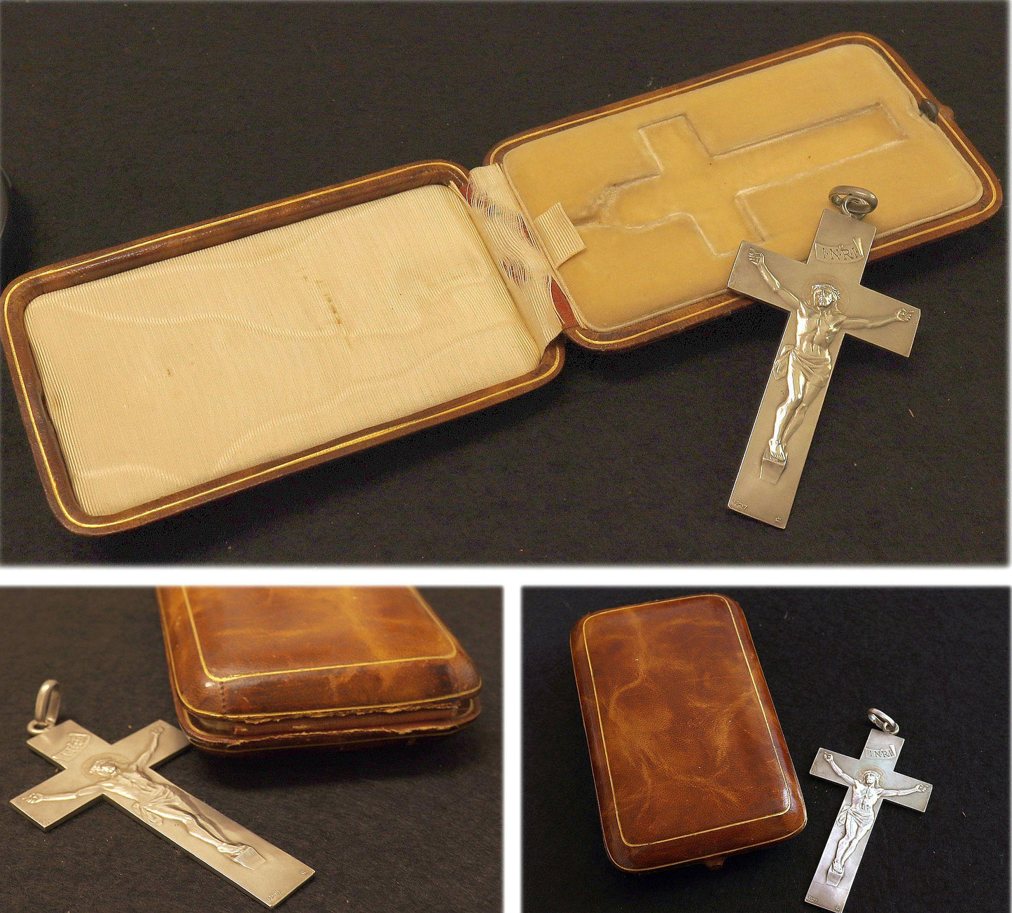 Sterling Silver Cross Crucifix in Box Signed DROPSY : Large, Heavy, Early 20th Cent. Extreme Rarity