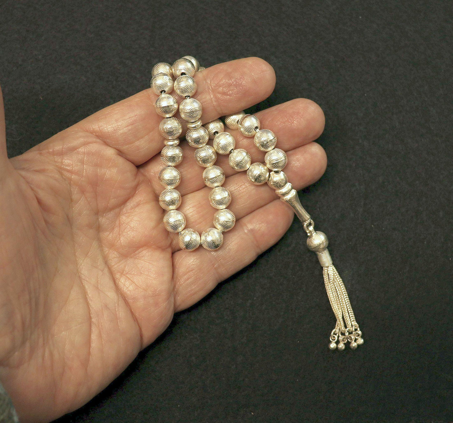 Prayer Beads Rosary ALL Sterling Silver Tesbih -33 beads