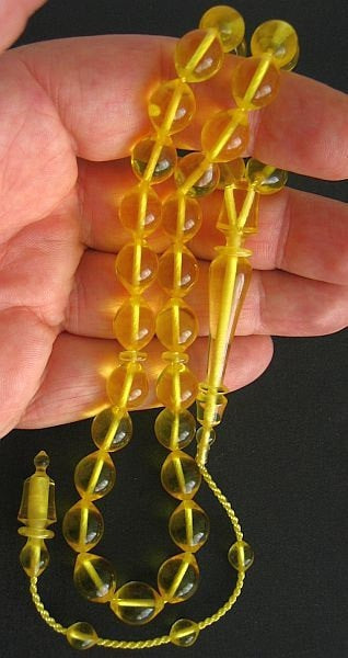 Prayer Beads Tesbih Golden Turkish Amber Catalin - SUFI CARVING - COLLECTOR'S