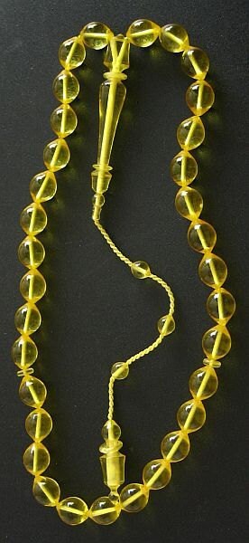 Prayer Beads Tesbih Golden Turkish Amber Catalin - SUFI CARVING - COLLECTOR'S