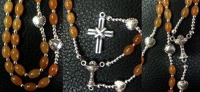 Catholic Rosary Prayer Beads Red Aventurine & Sterling Silver