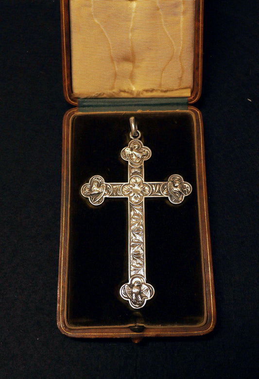 Sterling Silver Cross Crucifix of the Four Evangelists – Early 20th Century Religious Artifact
