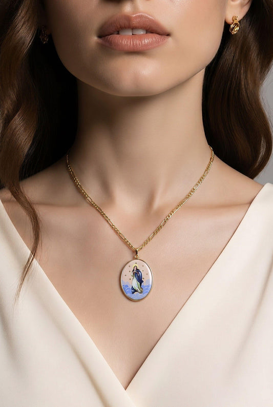 Early XXth Century Enamel Medal of Lady of the Immaculate Conception