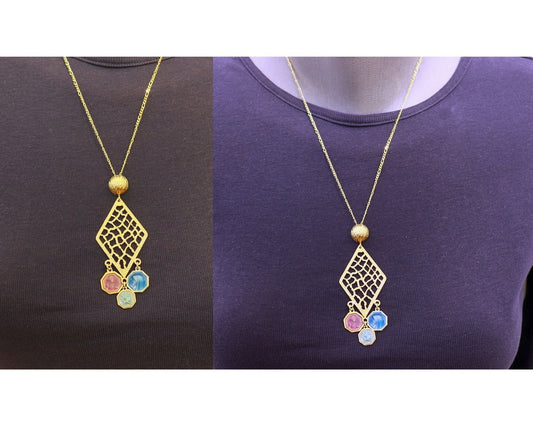 Vermeil Chandelier Pendant with Vintage Religious Enameled Medals