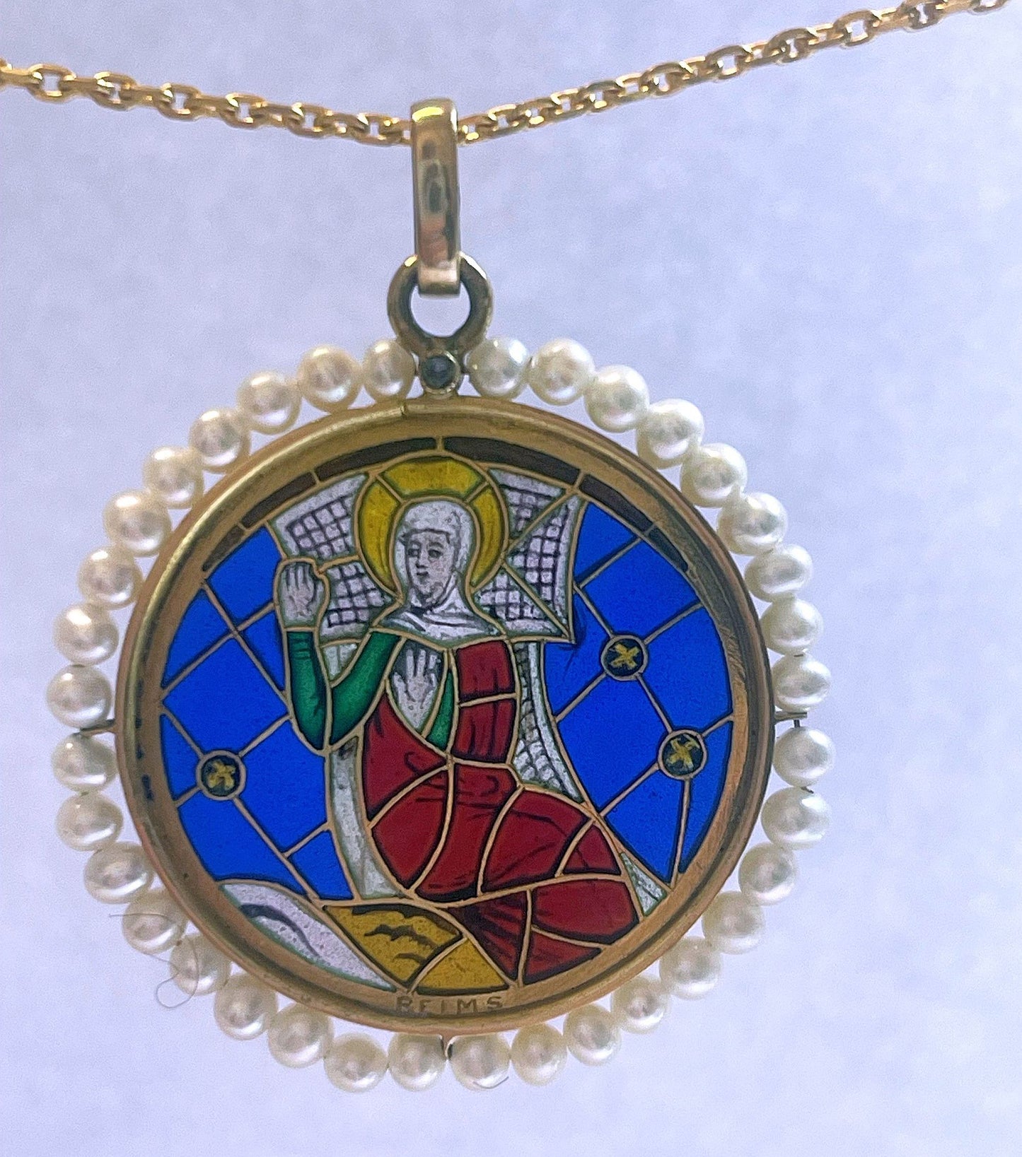SPECIAL for J.C: Plique à Jour Vitrail medal Reims Cathedral