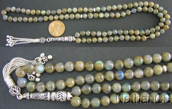Islamic Prayer Beads Gebteskette 99 LABRADORITE & Sterling Silver