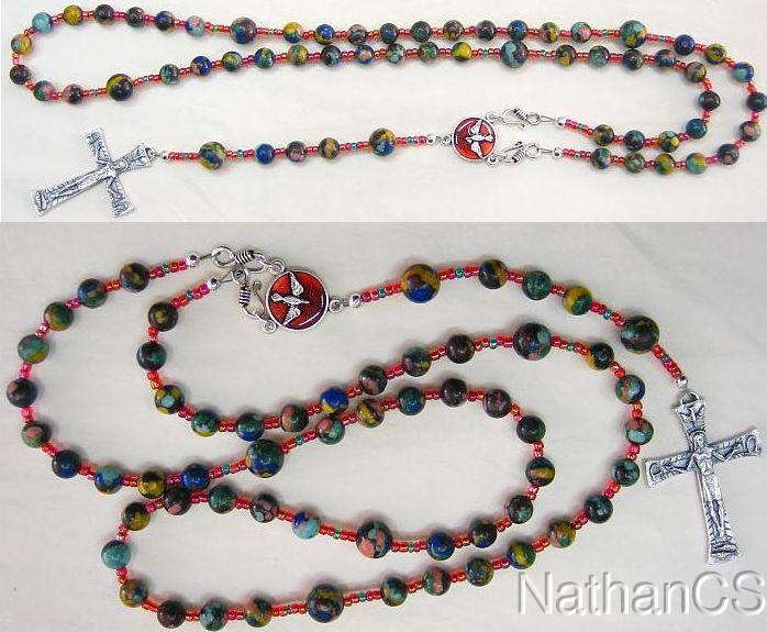 Wearable Catholic Rosary Necklace Rainbow Calcilica & Sterling Silver - New Concept