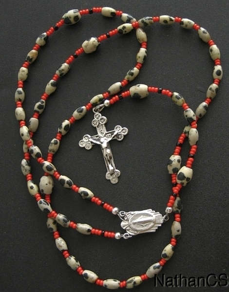 Catholic Rosary Gebetskette Dalmatian Jasper & Sterling Silver