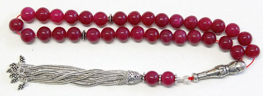 Luxury Prayer Beads Tesbih Thailand Rubies and Sterling Silver - Top Quality - XXR Collector's