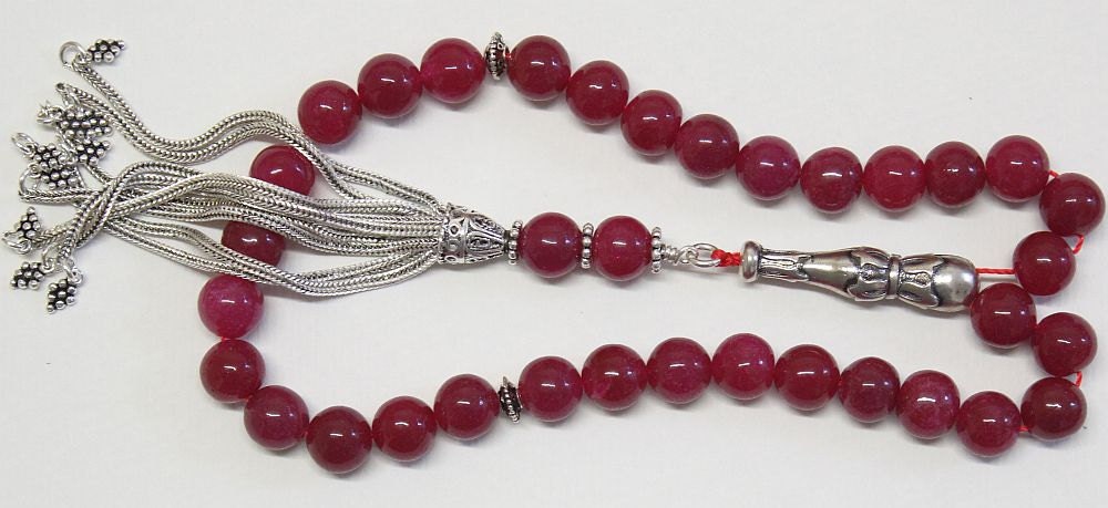 Luxury Prayer Beads Tesbih Thailand Rubies and Sterling Silver - Top Quality - XXR Collector's