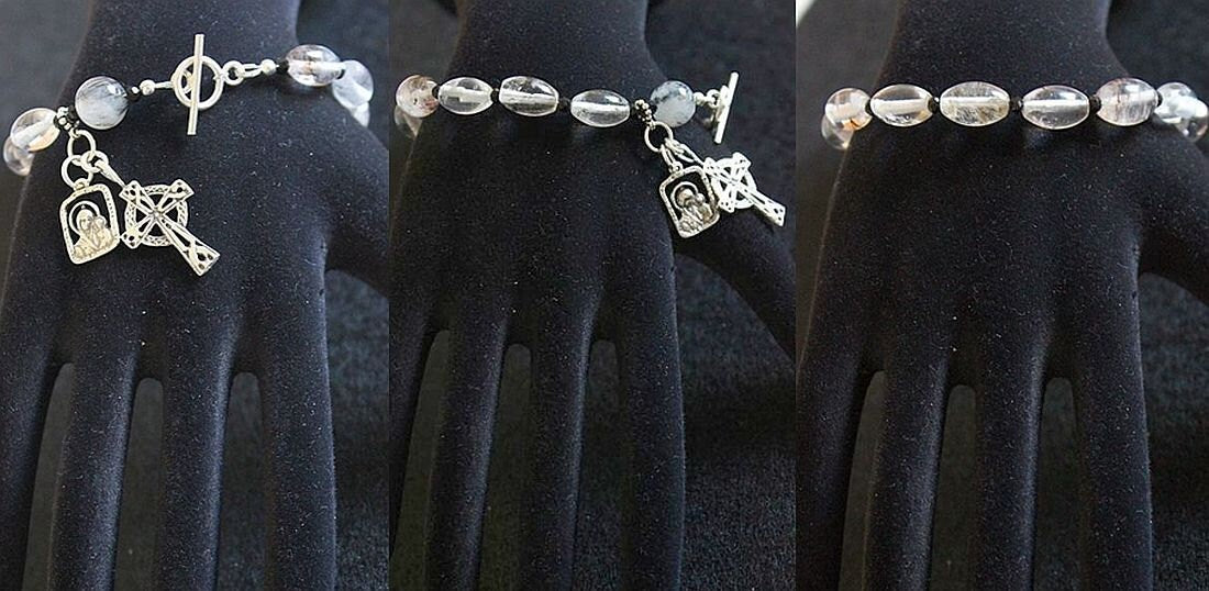 Catholic Rosary Bracelet Rosenkranz in Smoky Quartz & Sterling Silver