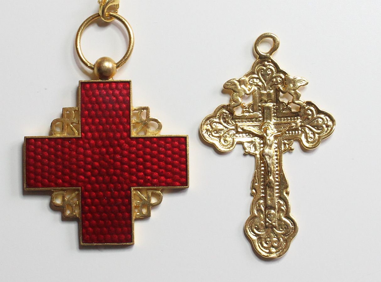 5 Way Wearable Beaded Chotki Komboskini ORTHODOX Rosary w Rubillite, Sapphires & 2 Crosses