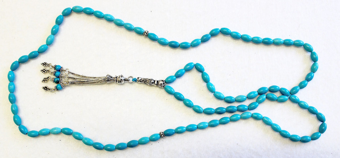 Islamic Prayer Beads Gebetskette 99 A Grade Turquoise & Sterling Silver