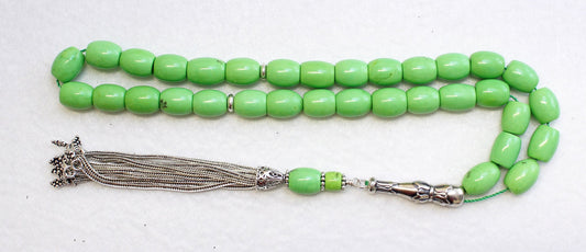 Luxury Prayer Beads Tesbih Lime Turquoise & Sterling -Top Quality- Collector's