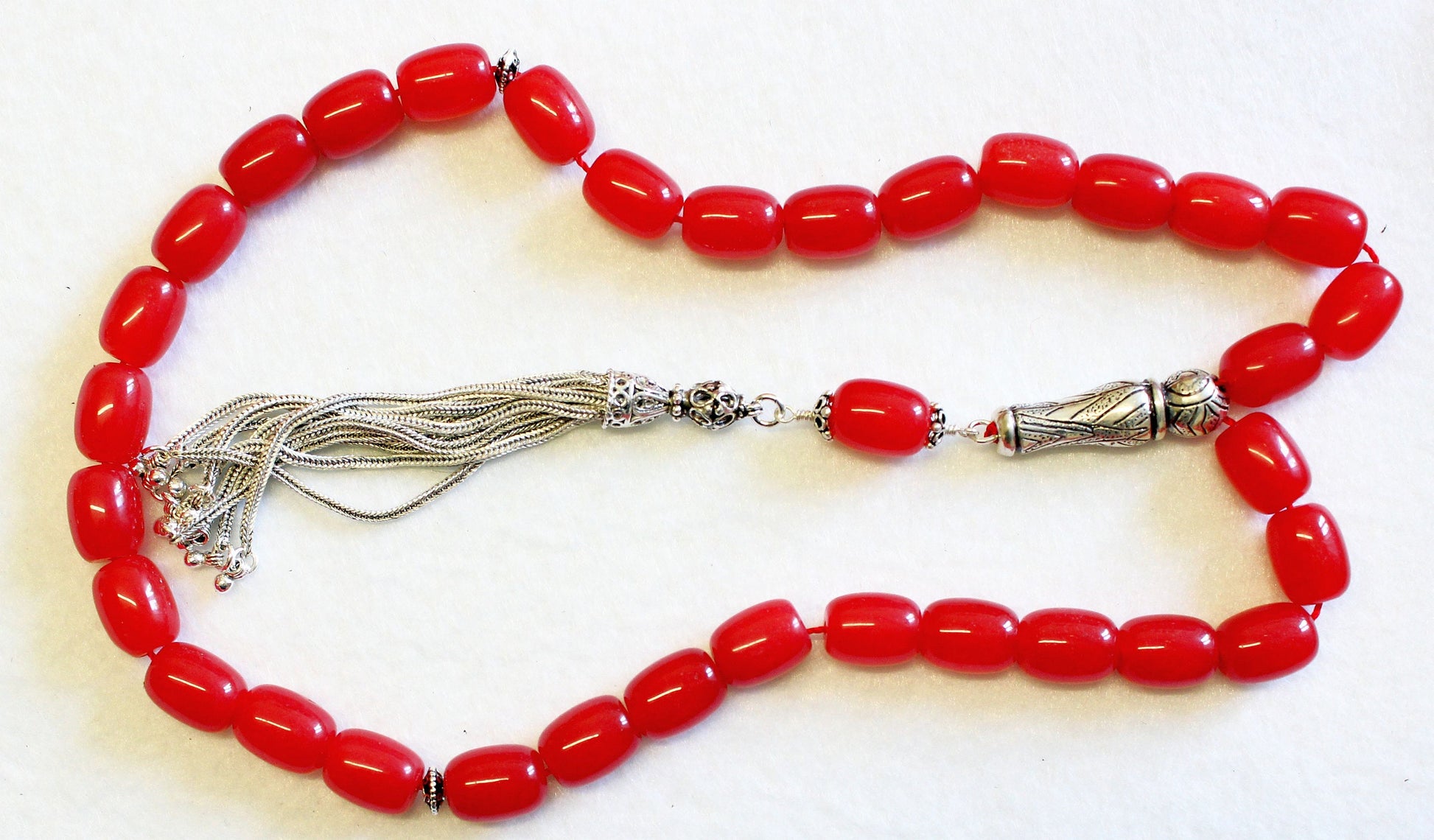 Luxury Prayer Beads Tesbih Large Barrel Tourmaline & Sterling - Collector's