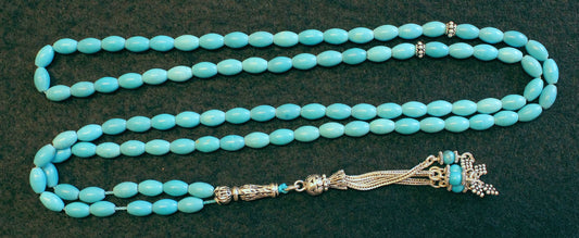 Islamic Prayer Beads Gebetskette 99 A Grade Turquoise & Sterling Silver
